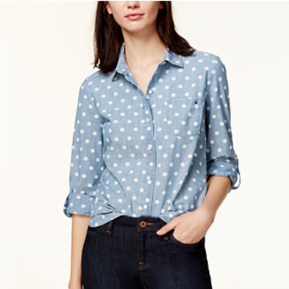 Tommy Hilfiger Women's Denim Polka Dot Shirt